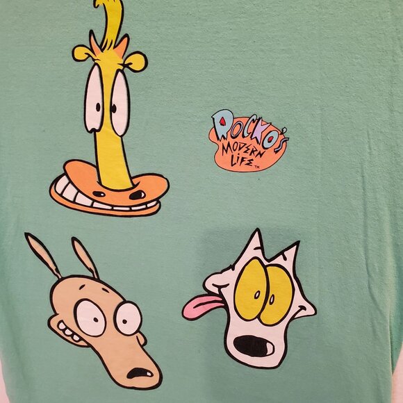 Preowned Rockos Modern Life Nickelodeon Graphic Tee Cotton Mint Green Size Small - Picture 4 of 4